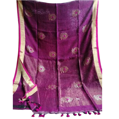 Purple Linen Benarasi Saree