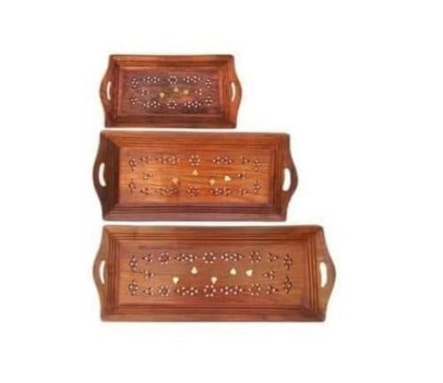 Sheesham Wood Serving Trays (Set Of 3) - Color: Customized