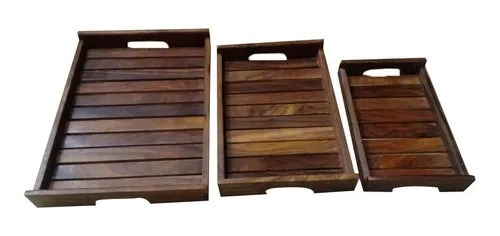 Wooden Rectangular Serving Trays Set - Color: Customized