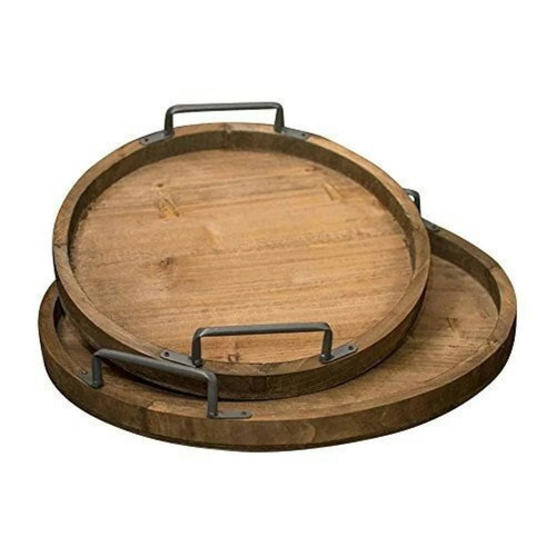 Wooden Round Serving Tray - Color: Customized