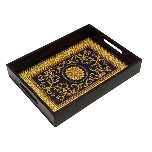 Wooden Serving Tray (Black) - Color: Customized