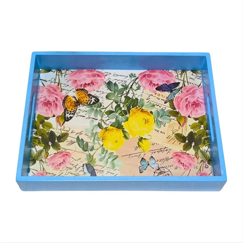 Wooden Serving Tray (Blue) - Color: Customized