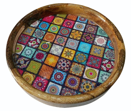 Wooden Serving Tray (Round) - Color: Customized