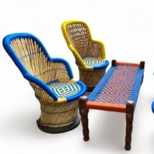 Bamboo Mudda Chairs With Wooden Bench Outdoor Furniture Set