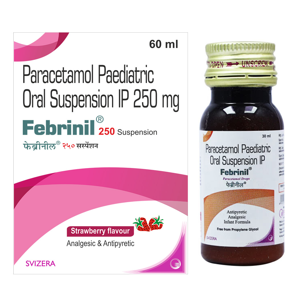 Febrinil 250 - Paracetamol Paediatric Oral Suspension IP 250mg 60ml