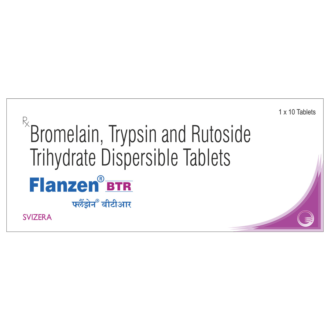 Flanzen BTR - Bromelain + Trypsin + Rutoside Trihydrate Dispersible Tablets