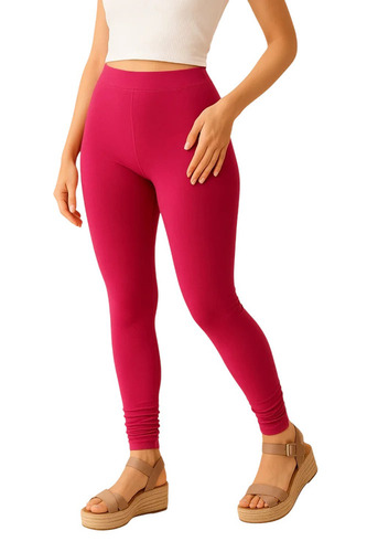 Magenta Cotton Lycra Full Length Leggings
