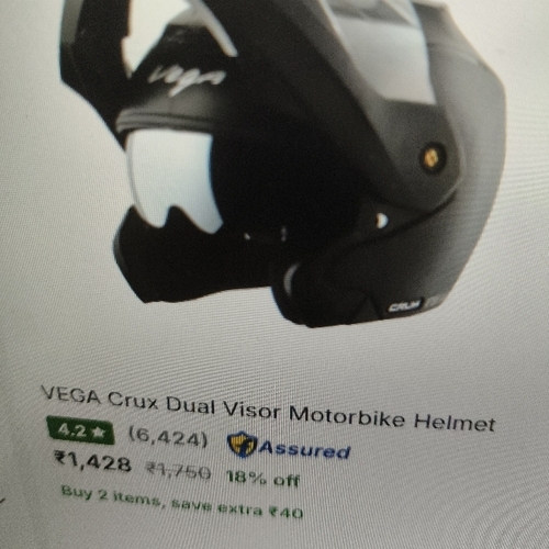 Vega crux dual visor motorbike helmet 