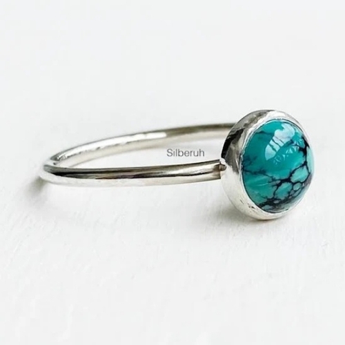 Natural turquoise sterling silver ring