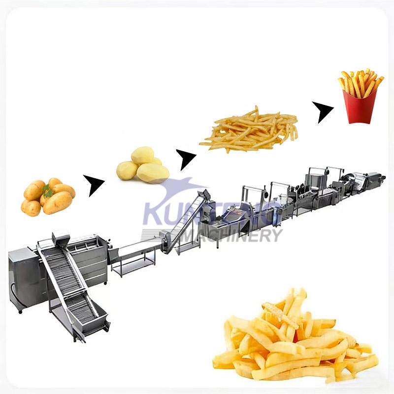 Stainless Steel Food Grade Banana Slices French Fries Meat Skewers Frying Production Line