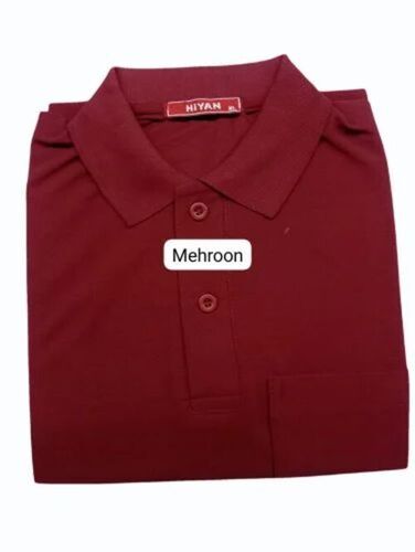 Maroon Plain Spun Matty T Shirt - V-Neck, Half Sleeves, Regular Fit, L to XXL | Lightweight, Quick Dry, Breathable, Comfortable