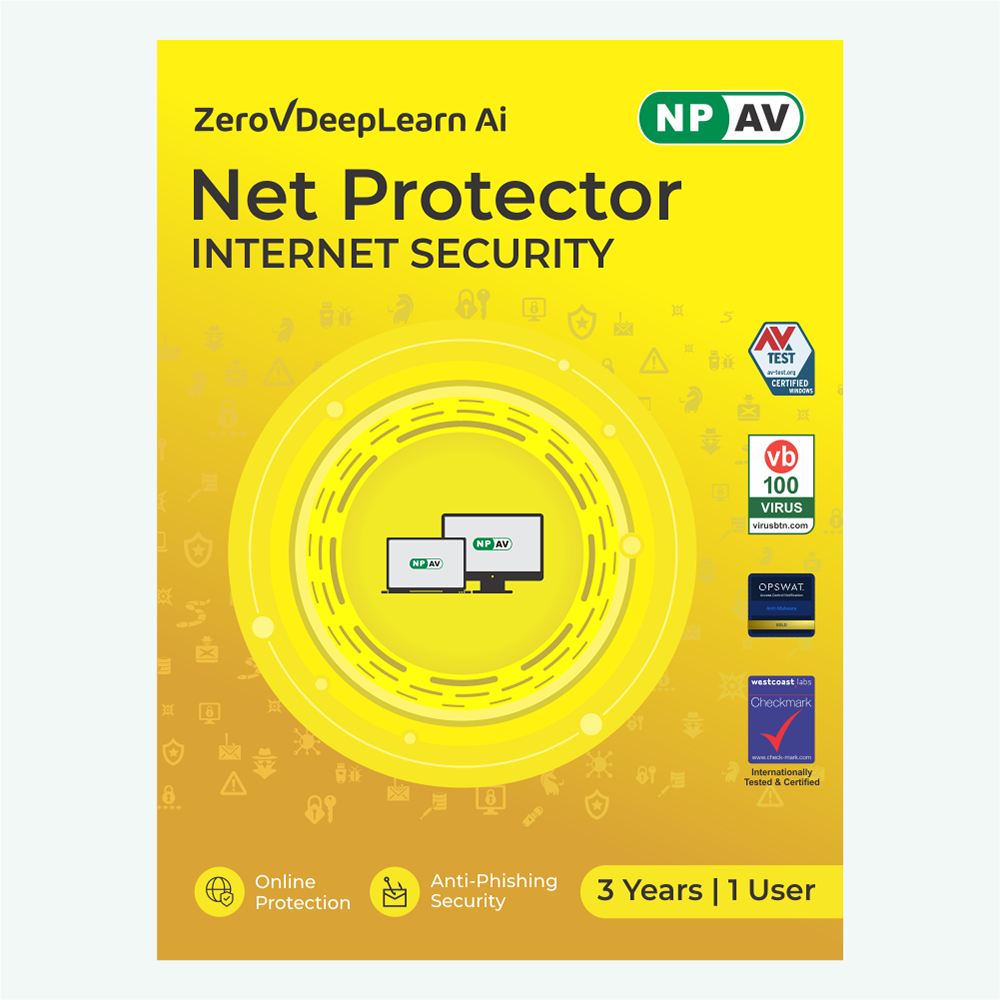 Net Protector Antivirus - Internet Security 2026 | 1 User - 3 Year | Secure Shopping and Banking with ZeroVDeepLearn Ai