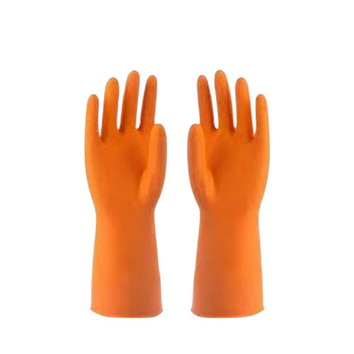 Orange Color Industrial Rubber Gloves