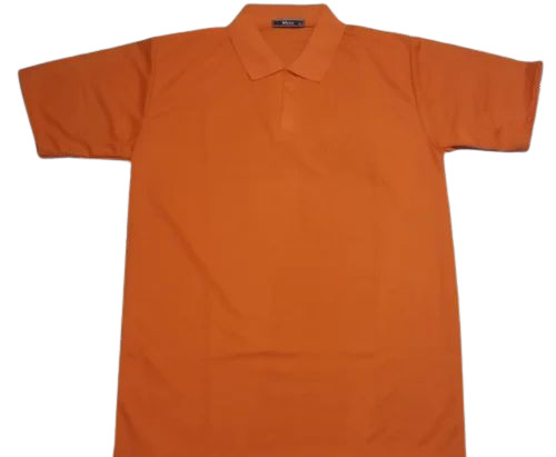 Orange Men Plain Collar Neck T Shirt - Polyester, L-XXL, Orange, Half Sleeves | Lightweight, Quick Dry, Comfortable Fit