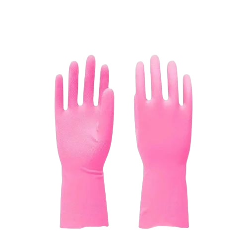 Pink Color Industrial Rubber Gloves