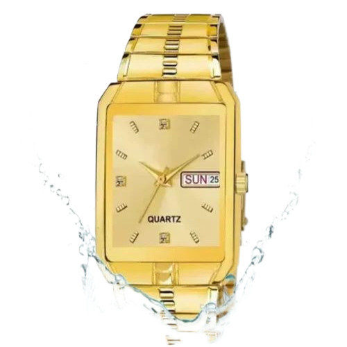 Rectangular Golden Analog Watch