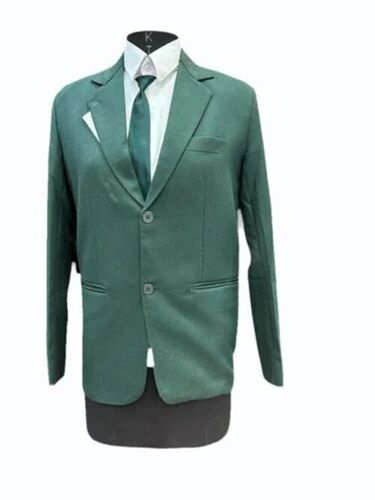 Green Color Wool School Blazer