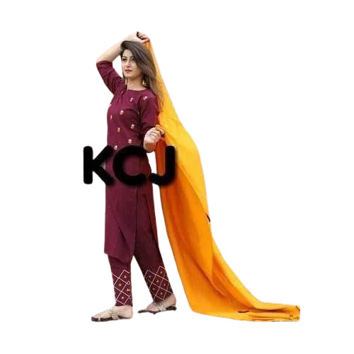 Ladies Embroidered Straight Suit