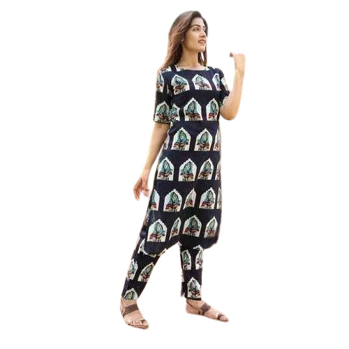 Ladies Printed Straight Suit