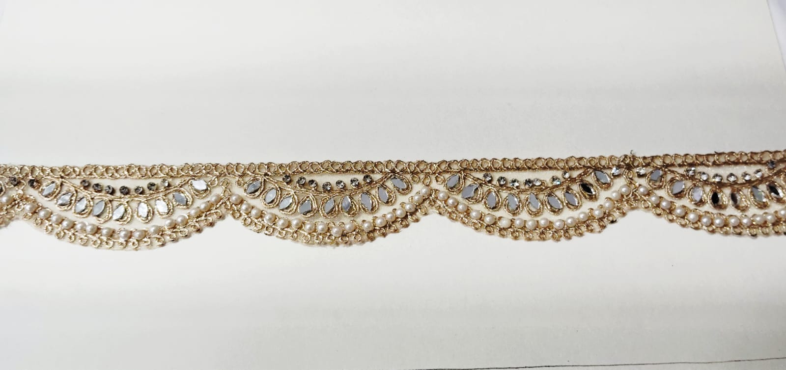 Moti Work Fancy Lace - Color: Pearl