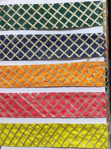 Polyester Check Gota Lace - Color: Multi-Color