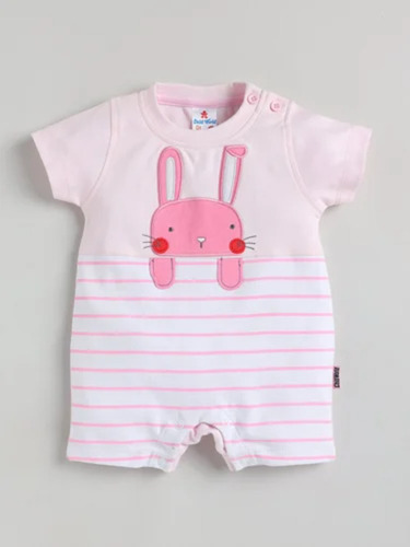 100% Cotton Interlock Half Sleeves Romper with Rabit Embroidery...