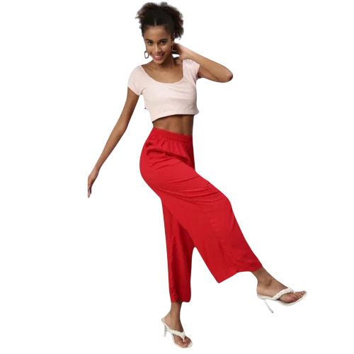 Ladies Red Palazzo Pants