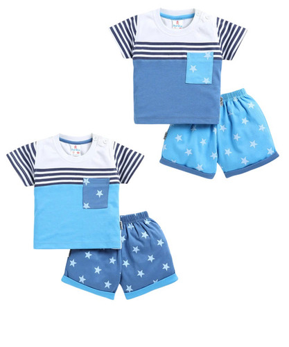 Pure Cotton Interlock Knit Half Sleeves Kids Baba Suits