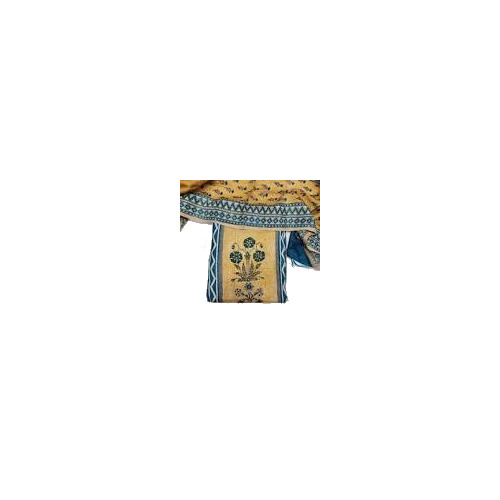 Pure Tussar Silk Semi Stitched Hand Woven Dress Material Suit Set - Print Type: Printed Dupatta