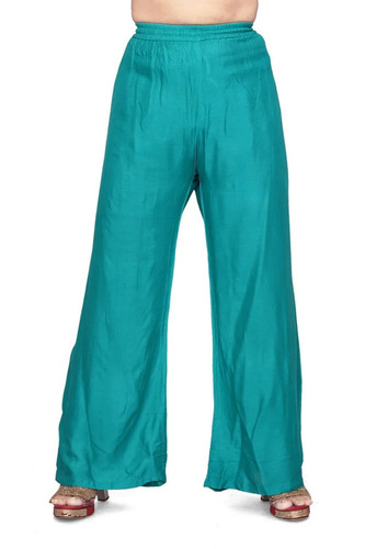 Teal Green Plain Rayon Palazzo