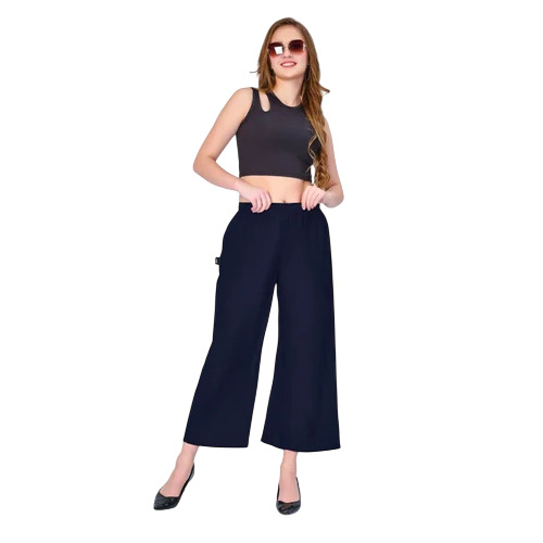 Tiara Navy Blue Pocket Palazzo - Color: Black