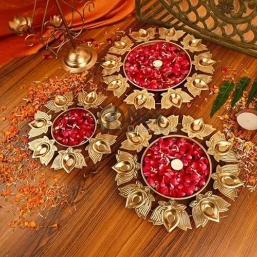 Iron Peacock Design Brass Urli Set