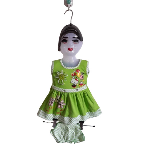 Kids Green Cotton Frock