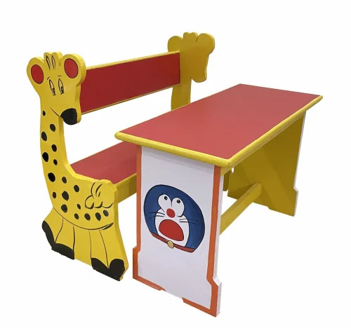 2 Seater Giraffe Design Wooden Desk Bench