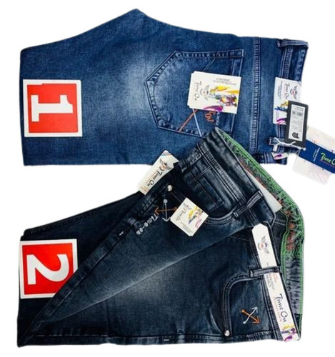 34inch Men Navy Blue Heavy Cotton Jeans