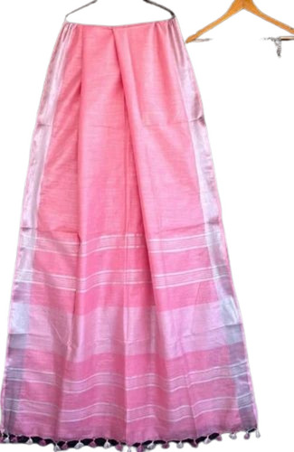 Pink Color Ladies Linen Saree