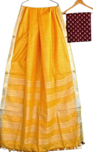 Yellow Color Ladies Linen Saree
