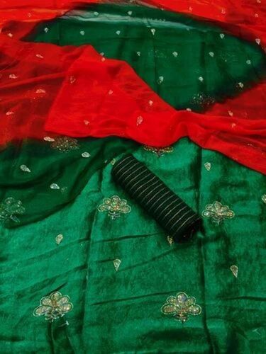 Fancy Rajputi Suit - Satin Fabric, Multi Color, Zari Work, Silk Dupatta | Breathable, Anti Wrinkle, Comfortable Fit