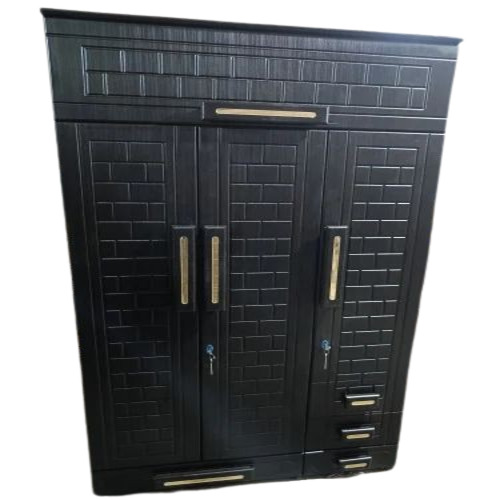 3 Door Brown Laminated Wooden Wardrobe