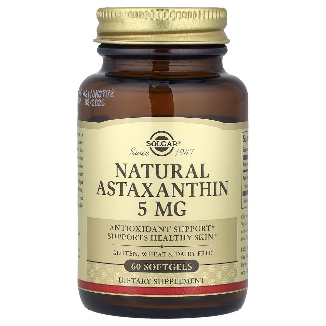 Natural Astaxanthin 5Mg Diettary Supplements - Life Span: 2 Years