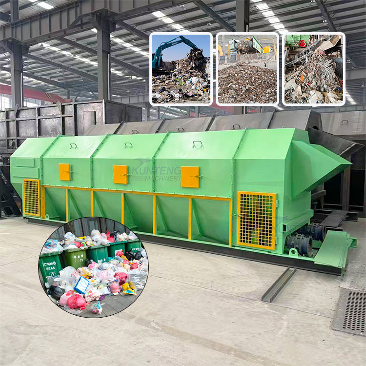 Industrial Solid Waste Municipal Solid Waste Drum Screening Machine - 4000x1500x1500mm, 2000kg, Green, Automatic Operation, 100 Ton/Day Capacity