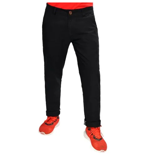 Men Black Cotton Lycra Trouser