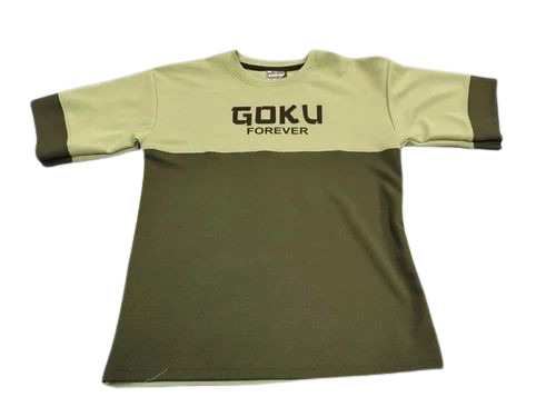 Men Green Cotton Round Neck T Shirt