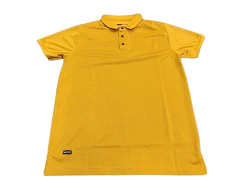 Men Yellow Cotton Collar Neck T Shirt