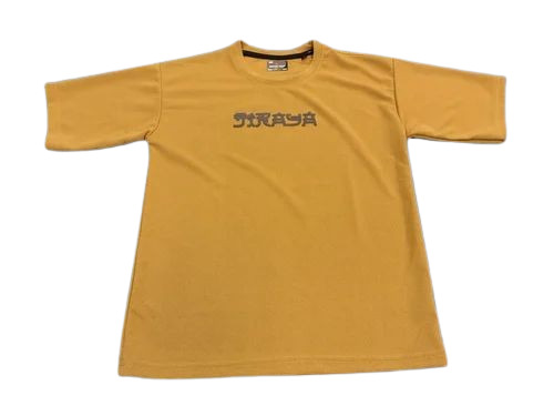 Men Yellow Cotton Round Neck T Shirt