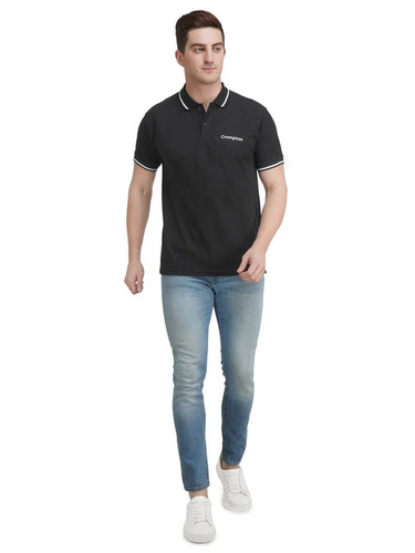 Mens Black Collar T Shirt - Gender: Male