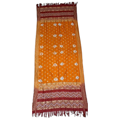Nylon Printed Dupatta - 2.25 Meter Maheshwari Cotton, Red Orange | Vibrant Color, Washable, Traditional Bandhej Style