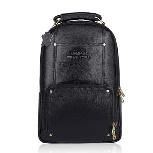 Black Leather Executive Office Backpack Water Resistant Bag - Color: As Per The Customer Choice
