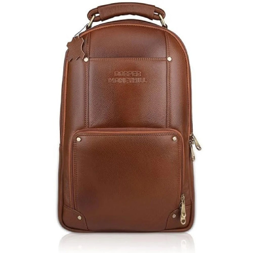 Brown Leather Executive Office Backpack Water Resistant Bag - Color: As Per The Customer Choice