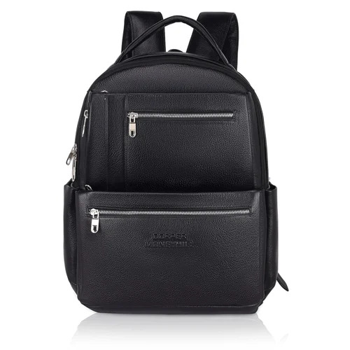 Dorper Moneyhill Black Leather Backpack - Color: As Per The Customer Choice